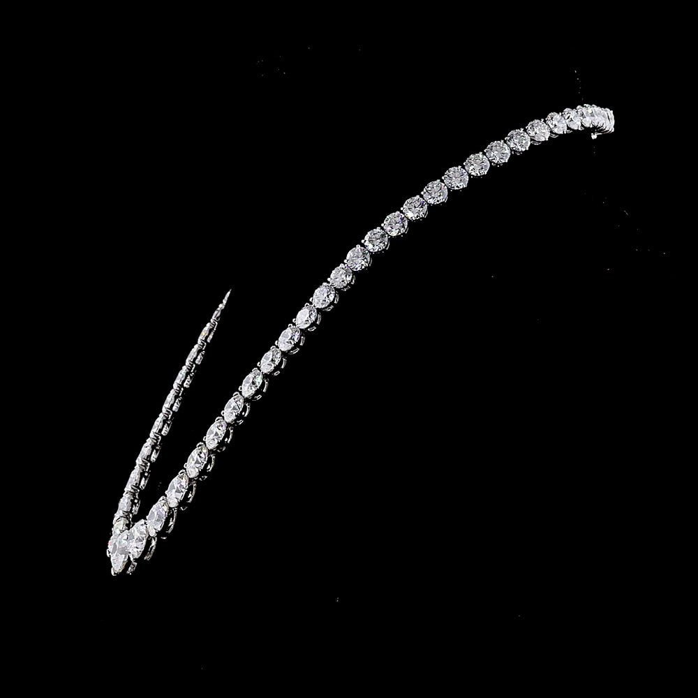 14K White Gold Graduated Riviera Necklace with 64 Brilliant Round Lab Diamonds - 68.51 Carat Total Weight - Covaloro Fine Jewelry