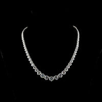 14K White Gold Graduated Riviera Necklace with 79 Round Cut Lab Diamonds - 50.07 Carat Total Weight, E-F VS1 Clarity - Covaloro Fine Jewelry