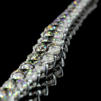 14K White Gold Graduated Riviera Necklace with 79 Round Cut Lab Diamonds - 50.07 Carat Total Weight, E-F VS1 Clarity - Covaloro Fine Jewelry