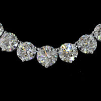 14K White Gold Graduated Riviera Necklace with 88 Round Brilliant Cut Lab Diamonds - 40.29 Carat Total Diamond Weight, E-F VS1 Clarity - Covaloro Fine Jewelry