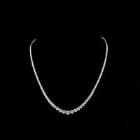 14K White Gold Graduated Riviera Necklace with Round Brilliant Cut Lab Diamonds - 9.89 Carat Total Weight - Covaloro Fine Jewelry