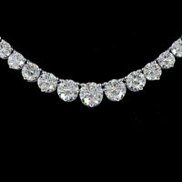 14K White Gold Graduated Riviera Necklace with Round Brilliant Cut Lab Diamonds - 9.89 Carat Total Weight - Covaloro Fine Jewelry