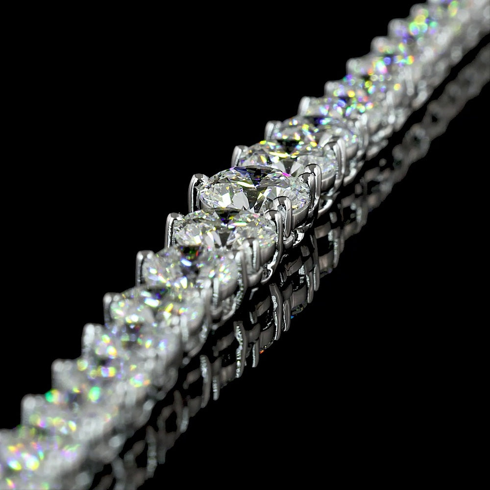 14K White Gold Graduated Riviera Necklace with Round Brilliant Cut Lab Diamonds - 9.89 Carat Total Weight - Covaloro Fine Jewelry