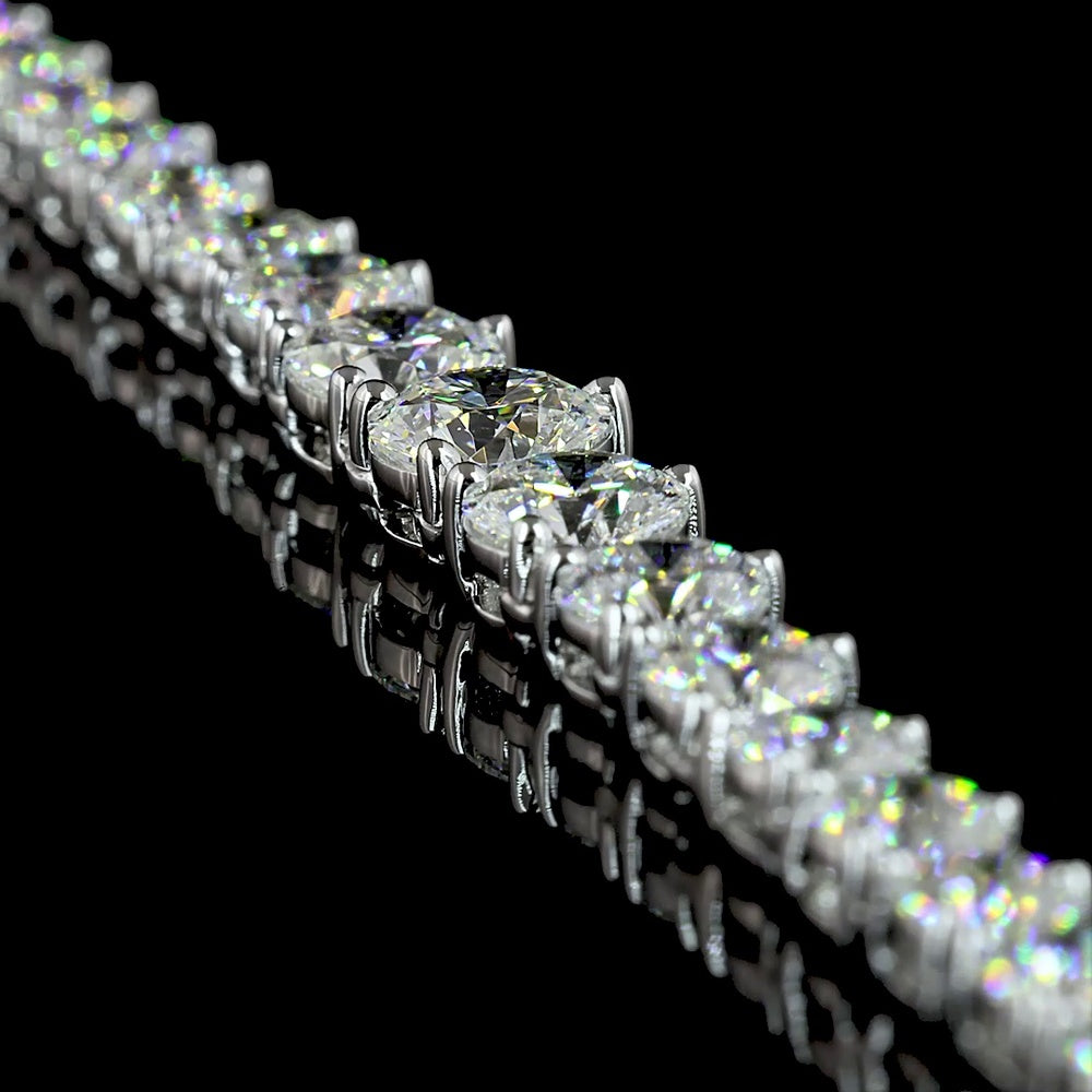 14K White Gold Graduated Riviera Necklace with Round Brilliant Cut Lab Diamonds - 9.89 Carat Total Weight - Covaloro Fine Jewelry