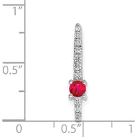 14K White Gold Graduated Ruby and Diamond Pendant Slide with Round Cut Diamonds - 0.18 Carat Ruby, 0.091 Carat Total Diamond Weight by Monteluci Fine Jewelry
