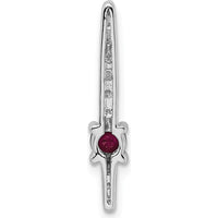 14K White Gold Graduated Ruby and Diamond Pendant Slide with Round Cut Diamonds - 0.18 Carat Ruby, 0.091 Carat Total Diamond Weight by Monteluci Fine Jewelry