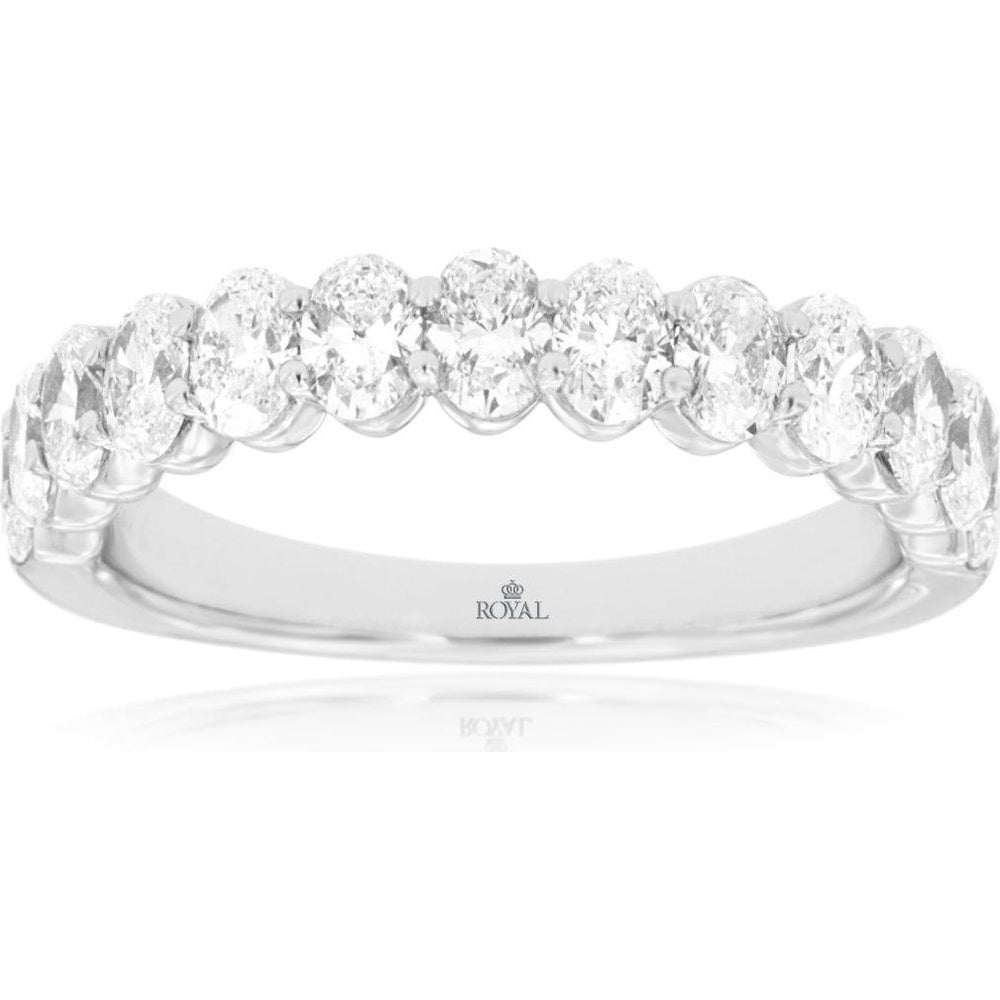 14K White Gold Graduated Shared-Prong Diamond Band with 1.45 Carat Total Lab Grown Diamonds - Royal Jewelry