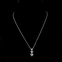 14K White Gold Graduated Three-Stone Heart Shaped Lab Diamond Pendant - 2.99 Carat Total Weight, E-VS1 Clarity - Covaloro Fine Jewelry