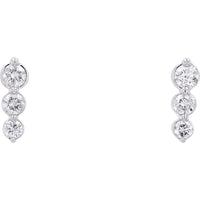 14K White Gold Graduating 3 - Diamond Earrings - 0.21 Carat Total Diamond Weight