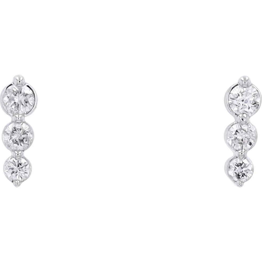 14K White Gold Graduating 3 - Diamond Earrings - 0.21 Carat Total Diamond Weight