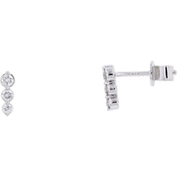 14K White Gold Graduating 3 - Diamond Earrings - 0.21 Carat Total Diamond Weight