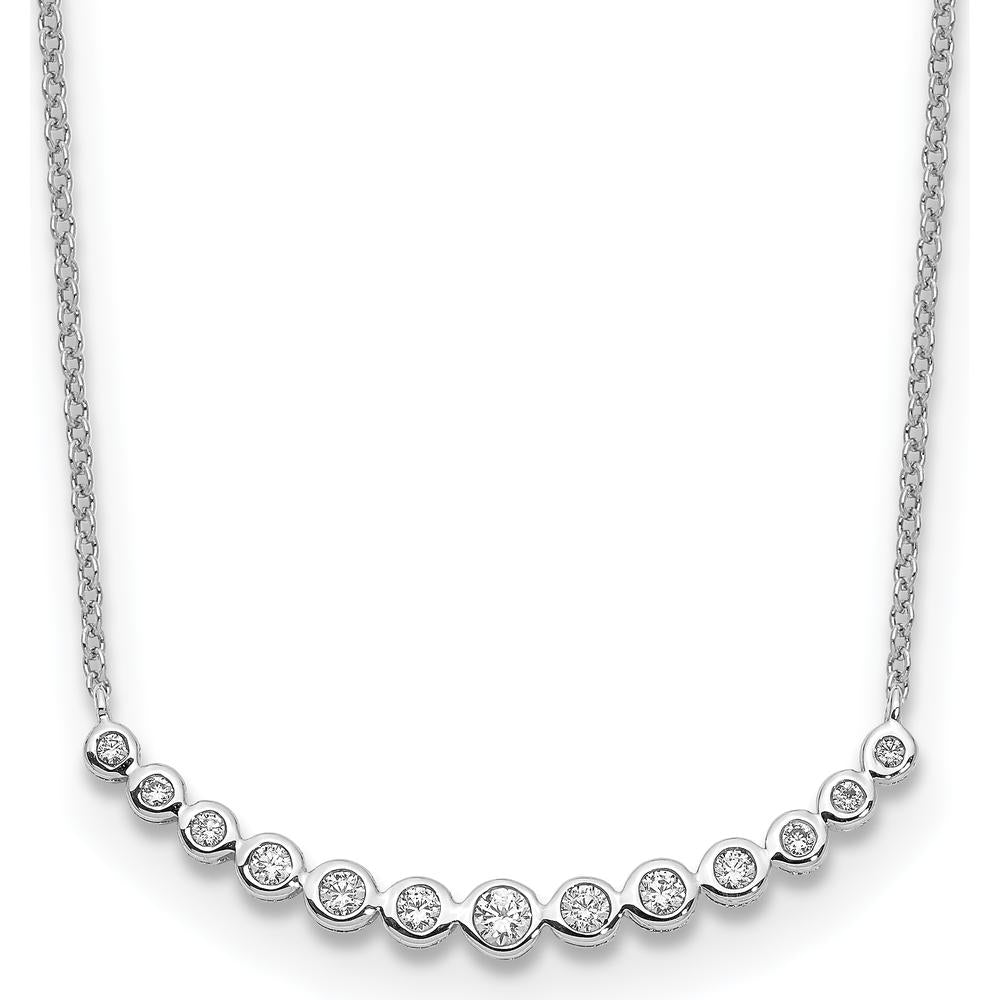 14K White Gold Graduating Diamond Bezel-set Necklace - 0.25 Carat Total Diamond Weight by Monteluci Fine Jewelry