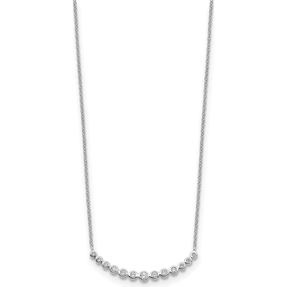 14K White Gold Graduating Diamond Bezel-set Necklace - 0.25 Carat Total Diamond Weight by Monteluci Fine Jewelry