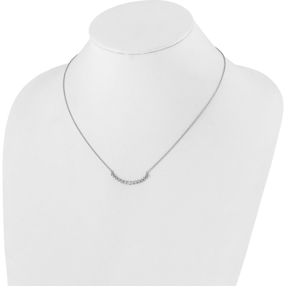 14K White Gold Graduating Diamond Bezel-set Necklace - 0.25 Carat Total Diamond Weight by Monteluci Fine Jewelry