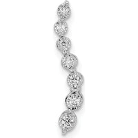 14K White Gold Graduating Diamond Curved Chain Slide Pendant - 1/10 Carat Total Diamond Weight by Oro Pregiato