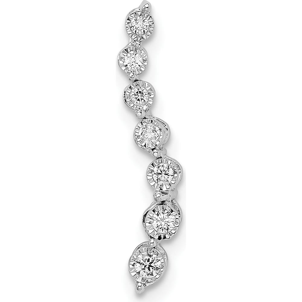 14K White Gold Graduating Diamond Curved Chain Slide Pendant - 1/10 Carat Total Diamond Weight by Oro Pregiato