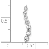 14K White Gold Graduating Diamond Curved Chain Slide Pendant - 1/10 Carat Total Diamond Weight by Oro Pregiato