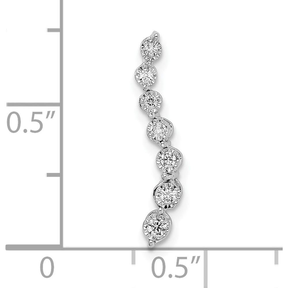14K White Gold Graduating Diamond Curved Chain Slide Pendant - 1/10 Carat Total Diamond Weight by Oro Pregiato