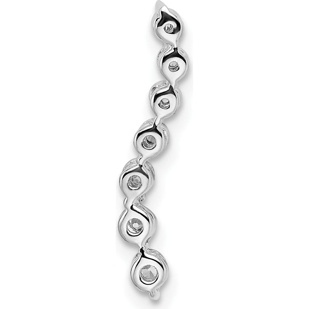 14K White Gold Graduating Diamond Curved Chain Slide Pendant - 1/10 Carat Total Diamond Weight by Oro Pregiato
