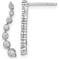 14K White Gold Graduating Diamond Drop Earrings - 0.089 Carat Total Diamond Weight by Oro Pregiato