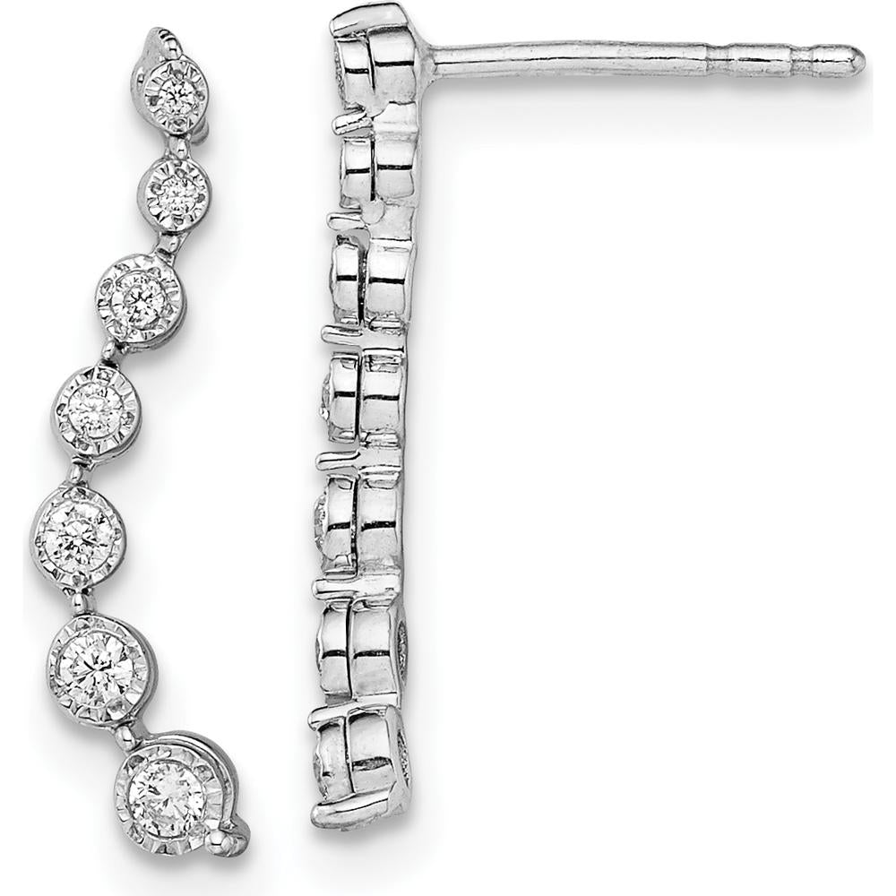 14K White Gold Graduating Diamond Drop Earrings - 0.089 Carat Total Diamond Weight by Oro Pregiato
