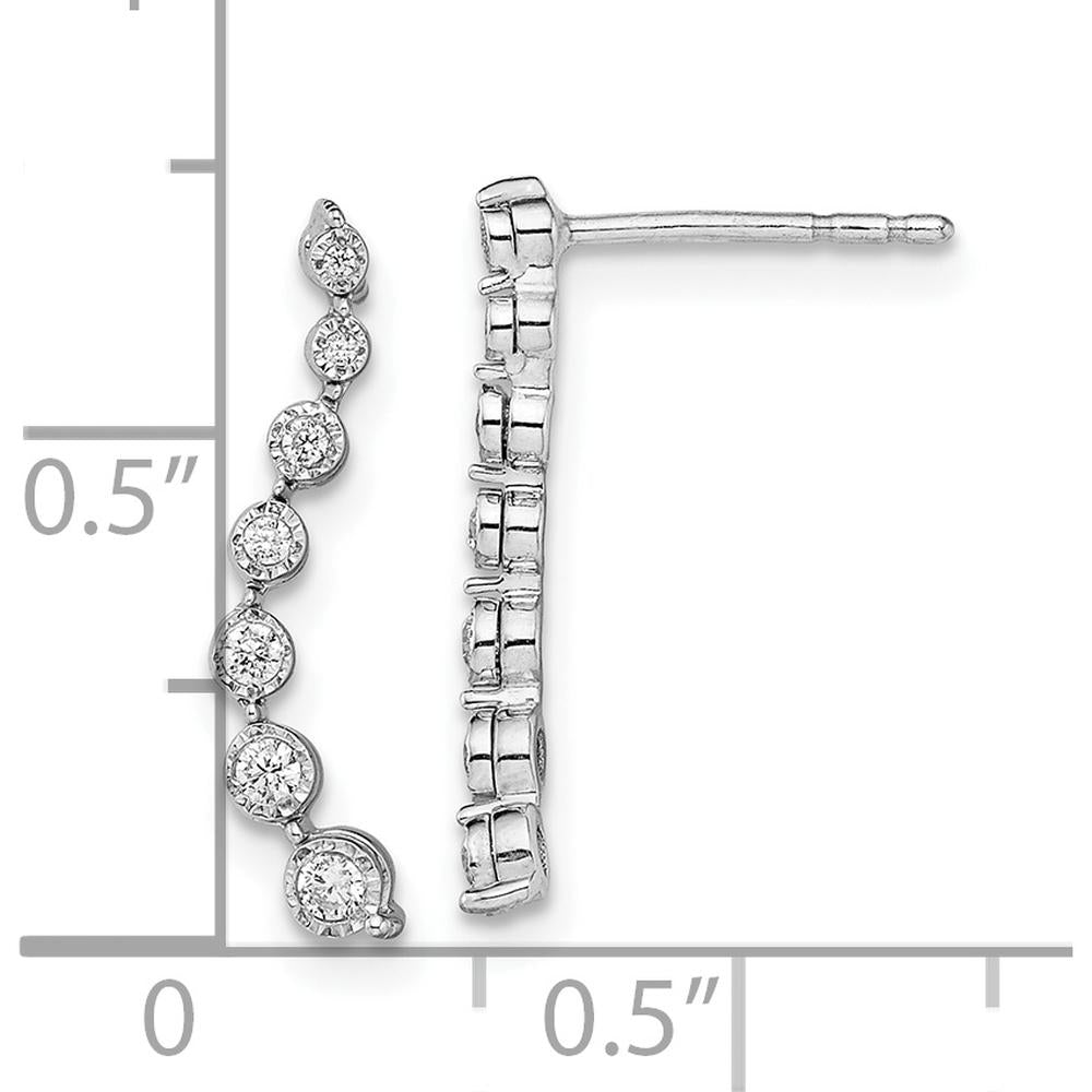 14K White Gold Graduating Diamond Drop Earrings - 0.089 Carat Total Diamond Weight by Oro Pregiato