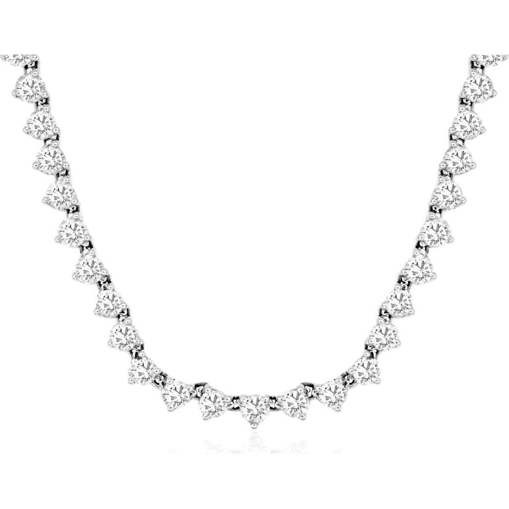 14K White Gold Graduating Diamond Necklace - 10.80 Carats Total Diamond Weight