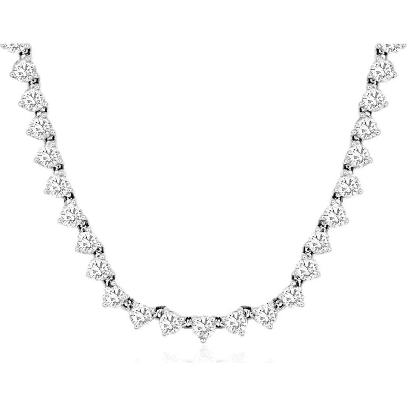 14K White Gold Graduating Diamond Necklace - 10.80 Carats Total Diamond Weight