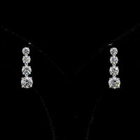 14K White Gold Graduating Drop Earrings with Prong Set Round Lab Diamonds - 2.91 Carats Total Diamond Weight - Covaloro Fine Jewelry