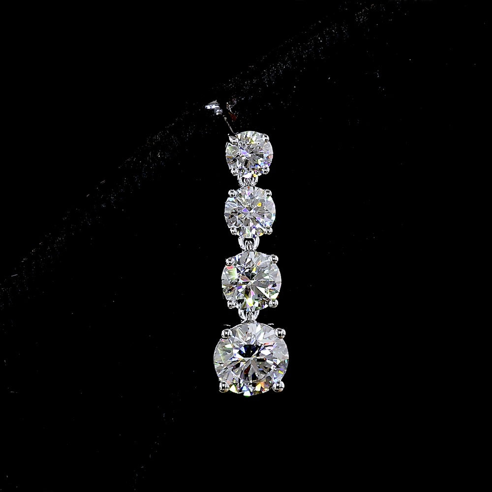 14K White Gold Graduating Drop Earrings with Prong Set Round Lab Diamonds - 2.91 Carats Total Diamond Weight - Covaloro Fine Jewelry