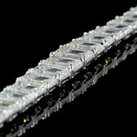 14K White Gold Graduating Riviera Necklace with 104 Emerald Cut Lab Diamonds - 47.16 Carat Total Weight Featuring a 1.74 Carat Center Stone - Covaloro Fine Jewelry