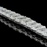 14K White Gold Graduating Riviera Necklace with 104 Emerald Cut Lab Diamonds - 47.16 Carat Total Weight Featuring a 1.74 Carat Center Stone - Covaloro Fine Jewelry