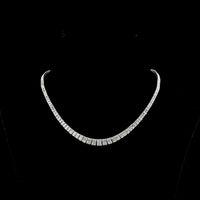 14K White Gold Graduating Riviera Necklace with 148 Radiant Cut Lab Diamonds - 19.66 Carat Total Weight, E-F Color VS2 Clarity - Covaloro Fine Jewelry