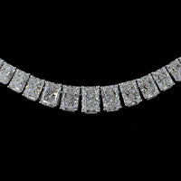 14K White Gold Graduating Riviera Necklace with 148 Radiant Cut Lab Diamonds - 19.66 Carat Total Weight, E-F Color VS2 Clarity - Covaloro Fine Jewelry