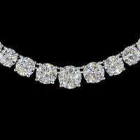 14K White Gold Graduating Riviera Necklace with 73 Prong-Set Round Lab Diamonds - 14.19 Carat Total Weight, E-F Color VS Clarity - Covaloro Fine Jewelry