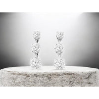 14K White Gold Graduating Three-Stone Diamond Drop Earrings - 0.50 Carat Total Weight - Royal Jewelry