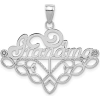 14K White Gold Grandma Birthstone Charm Holder Pendant with Rhodium Plating by Oro Pregiato