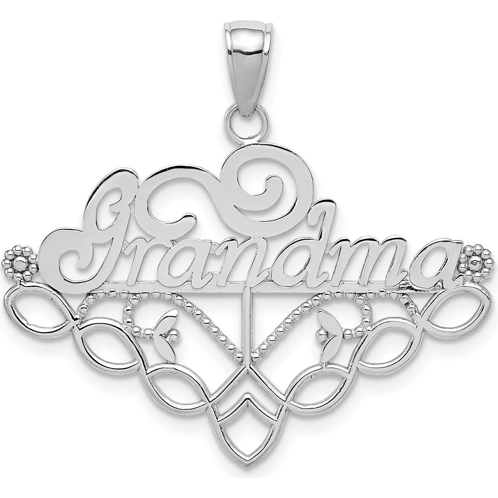 14K White Gold Grandma Birthstone Charm Holder Pendant with Rhodium Plating by Oro Pregiato