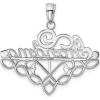 14K White Gold Grandma Birthstone Charm Holder Pendant with Rhodium Plating by Oro Pregiato