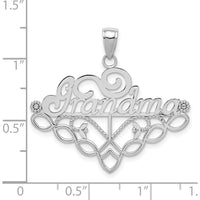 14K White Gold Grandma Birthstone Charm Holder Pendant with Rhodium Plating by Oro Pregiato