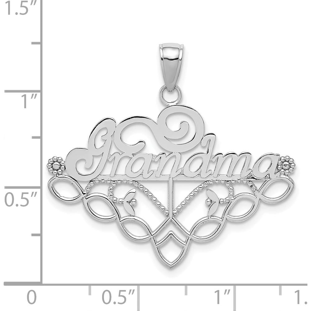 14K White Gold Grandma Birthstone Charm Holder Pendant with Rhodium Plating by Oro Pregiato