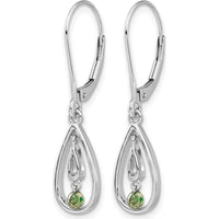 14K White Gold Green Diamond Leverback Drop Earrings - 0.065 Carat Total Diamond Weight by Monteluci Fine Jewelry