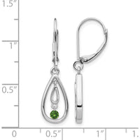 14K White Gold Green Diamond Leverback Drop Earrings - 0.065 Carat Total Diamond Weight by Monteluci Fine Jewelry