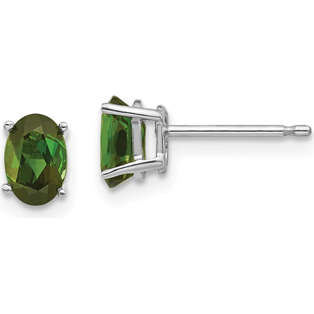 14K White Gold Green Tourmaline Stud Earrings - 0.47 Carat Total Carat Weight by Monteluci Fine Jewelry