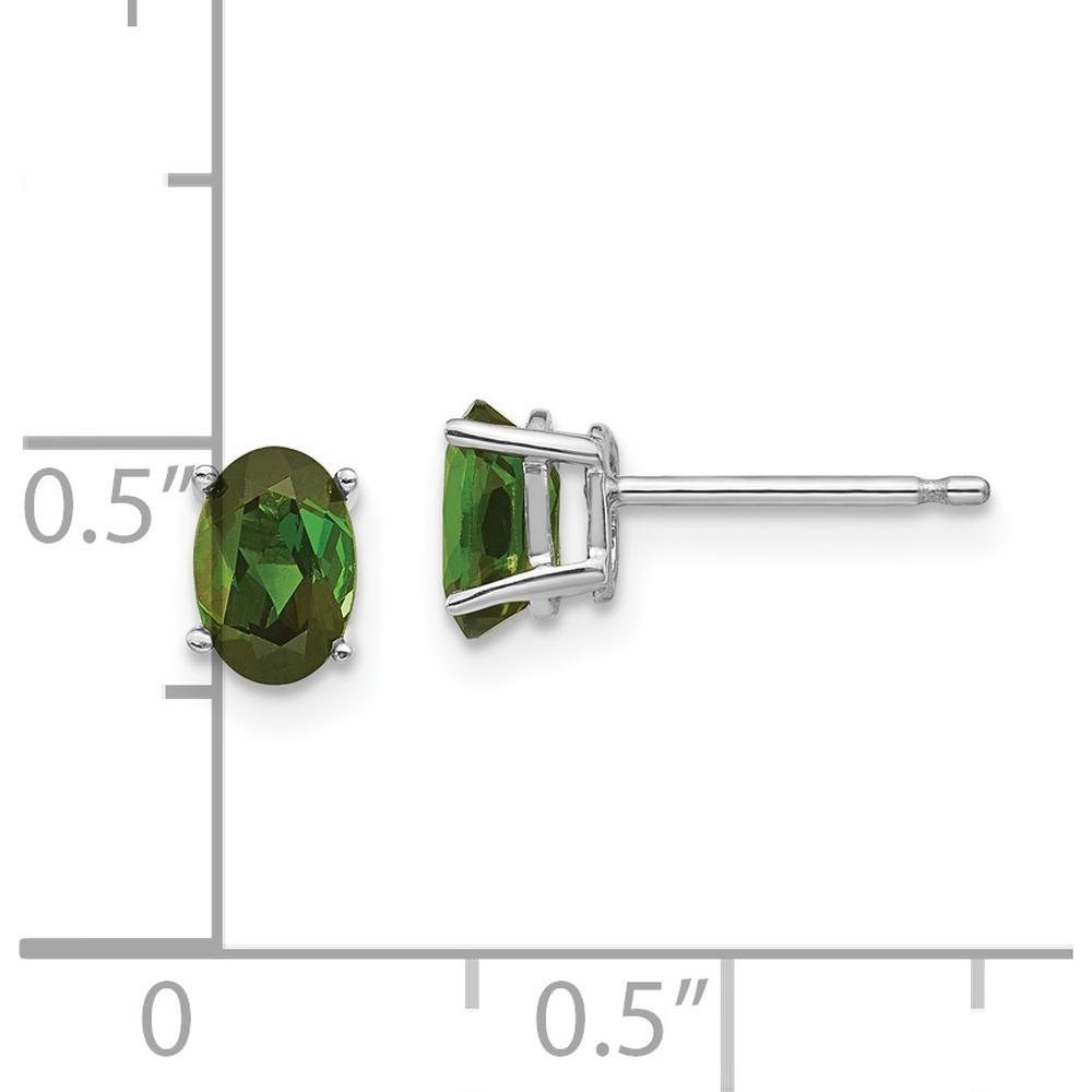 14K White Gold Green Tourmaline Stud Earrings - 0.47 Carat Total Carat Weight by Monteluci Fine Jewelry