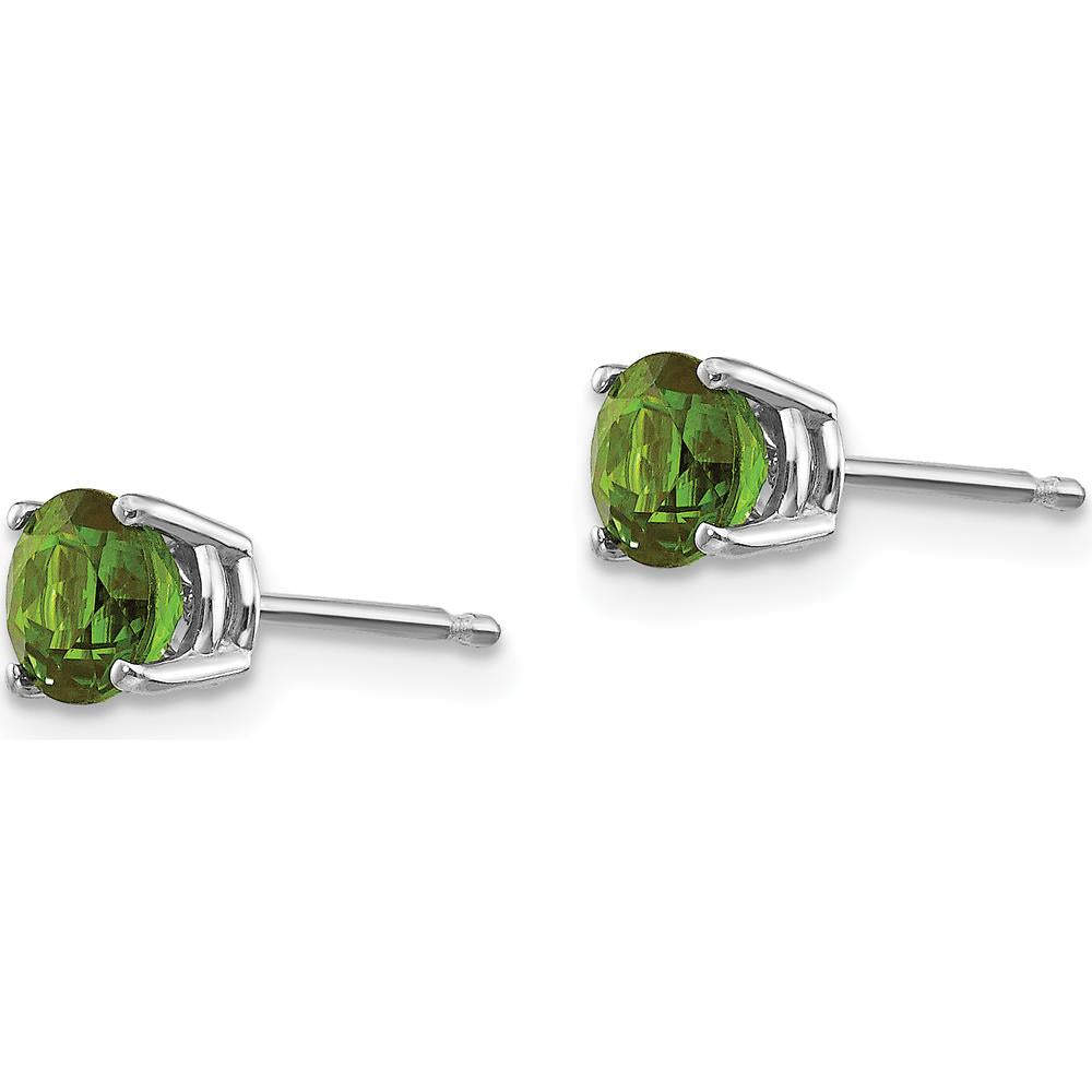 14K White Gold Green Tourmaline Stud Earrings - 0.48 Carat Total Gem Weight by Monteluci Fine Jewelry