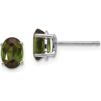 14K White Gold Green Tourmaline Stud Earrings - 0.79 Carat Total Gem Weight by Monteluci Fine Jewelry