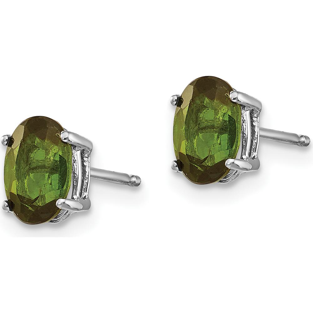 14K White Gold Green Tourmaline Stud Earrings - 0.79 Carat Total Gem Weight by Monteluci Fine Jewelry