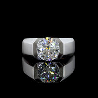 14K White Gold Half-Bezel Round Brilliant Lab Diamond Solitaire Ring - 2.93 Carat Total Weight, E-F Color VS1 Clarity, IGI Certified - Covaloro Fine Jewelry