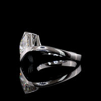 14K White Gold Half Bezel Set Princess Cut Lab Diamond Solitaire Ring - 3.02 Carat F VS1 Total Diamond Weight - Covaloro Fine Jewelry